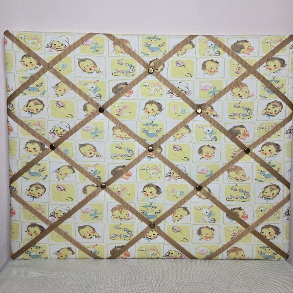 Vintage Baby Old Fashioned French Memo Board Handmade In VT 16x20in NWOT
